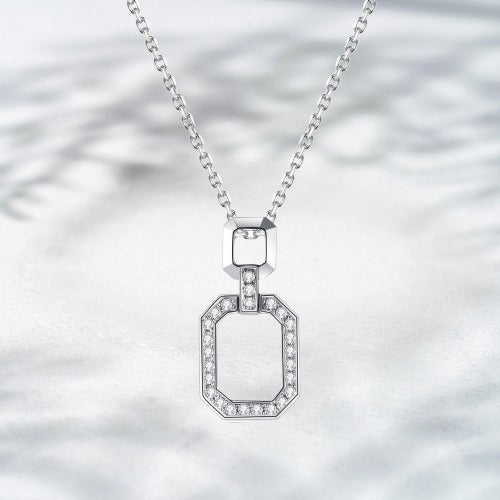 Modern Orbit | Natural Diamond Pendant Necklace (18K Gold)