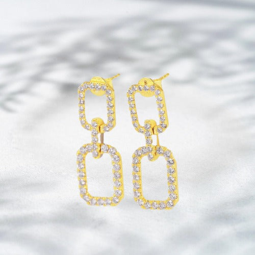 Golden Cipher – 1.37 ct 18K Natural Diamond Link Earrings