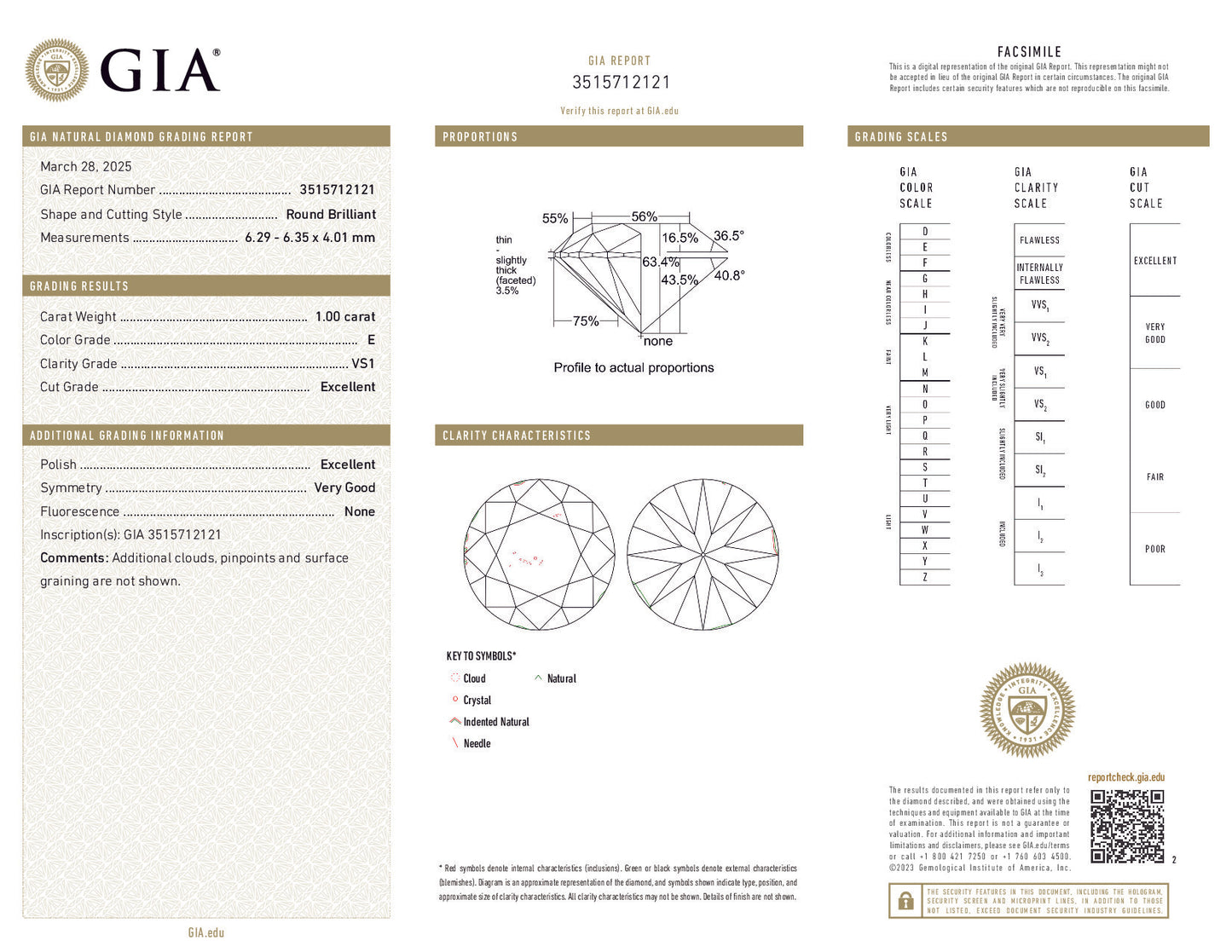1.00 Carat Round Brilliant Diamond — E Color, VS1 Clarity, Excellent Cut