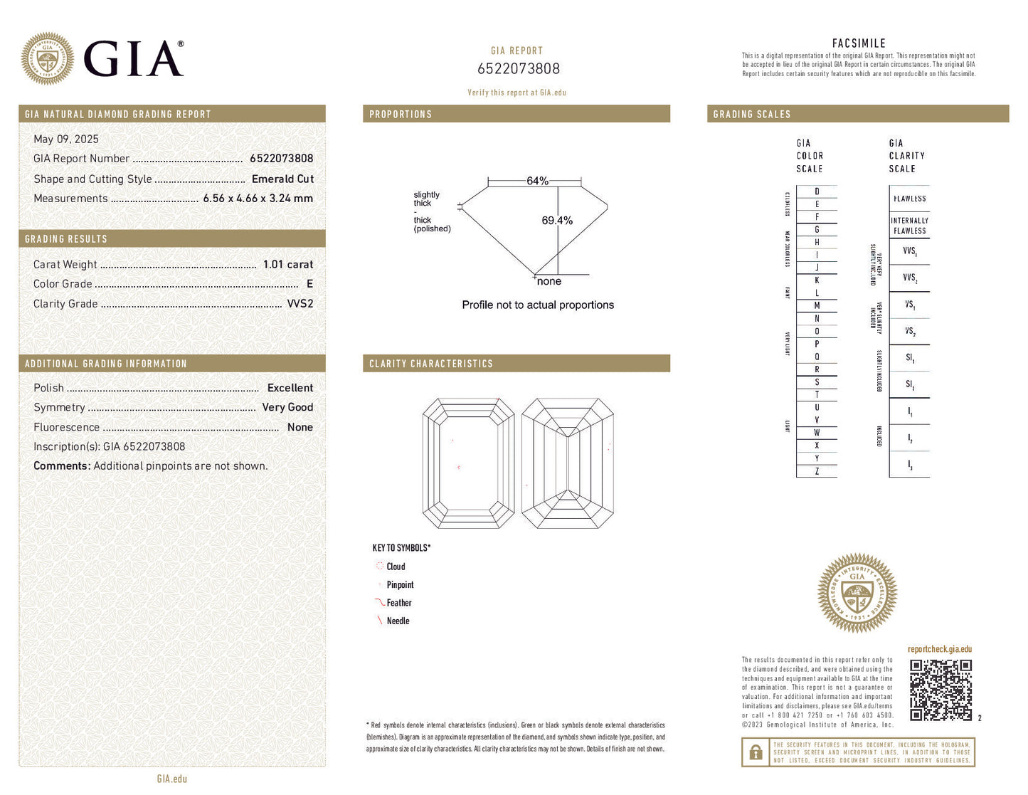 GIA-Certified 1.01 ct Emerald-Cut Diamond – E Color, VVS2, Excellent Polish
