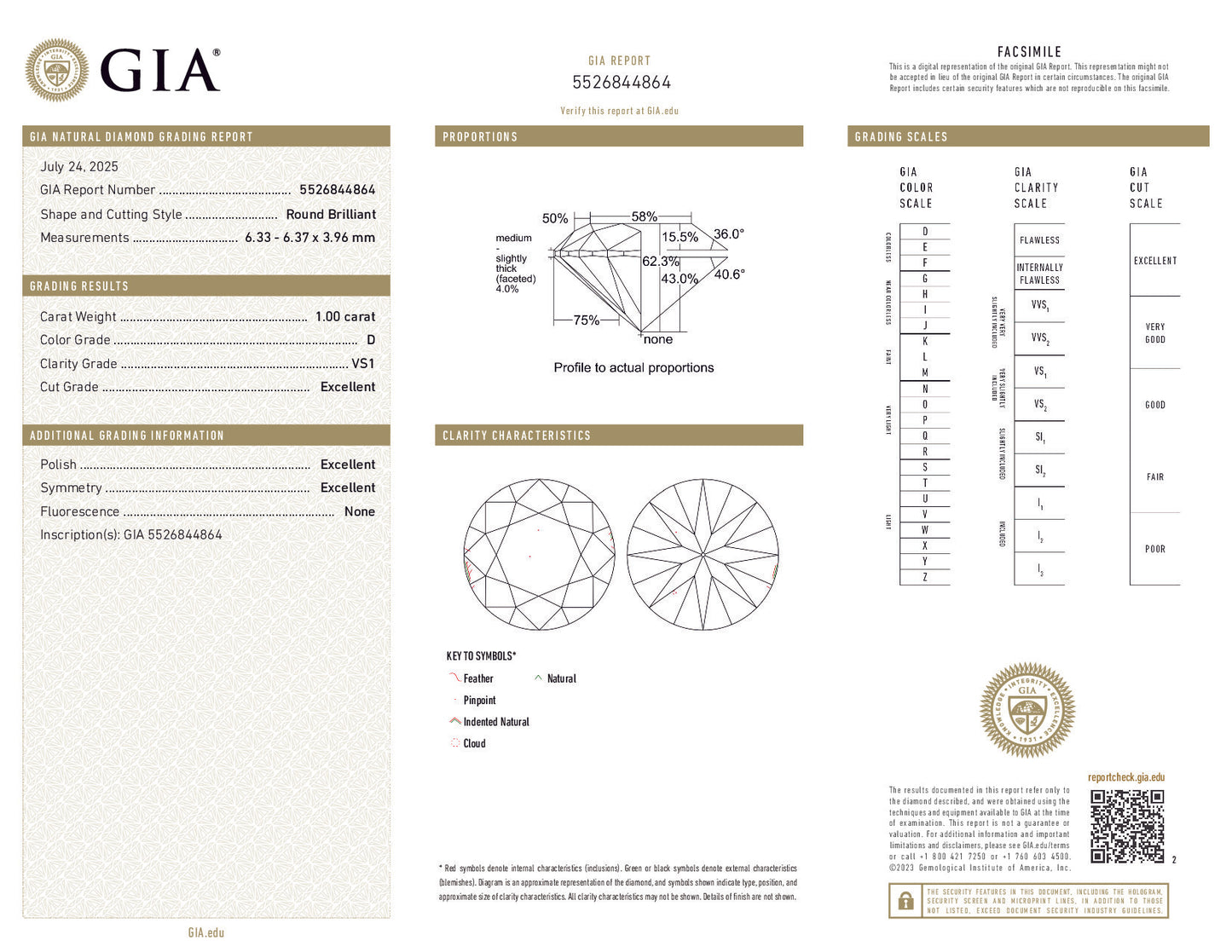 1.00 Carat Round Brilliant Diamond – GIA Certified, D Color, VS1 Clarity, Excellent Cut