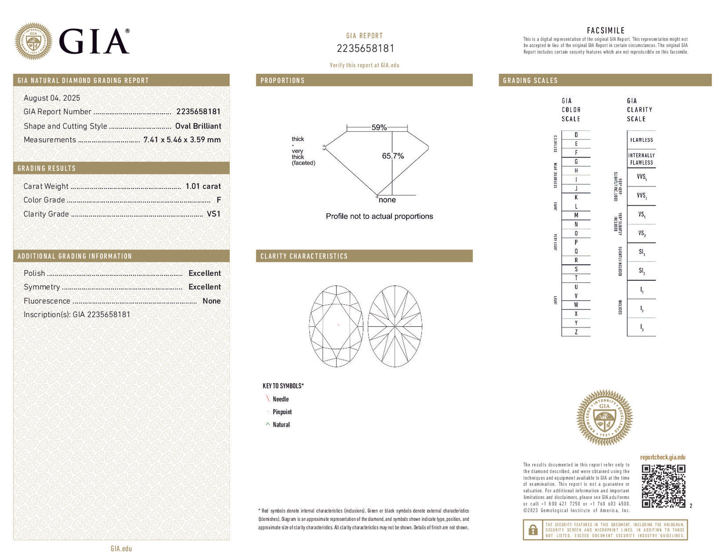 F Color Oval Diamond – 1.01 Carat, VS1 (GIA Certified)