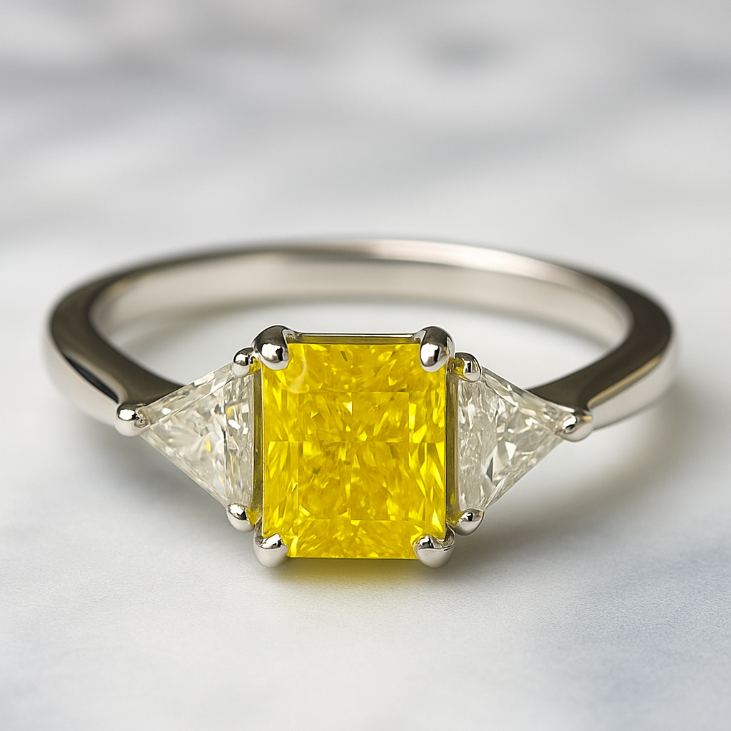 QOB “Sunlit Vow” Yellow Lab Diamond Ring ~2.2–2.5 ct in Solid 18K White Gold