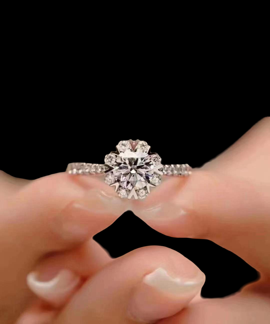 3.08 ct 18K White Gold Lab Diamond Ring – D-E Color, VS Clarity