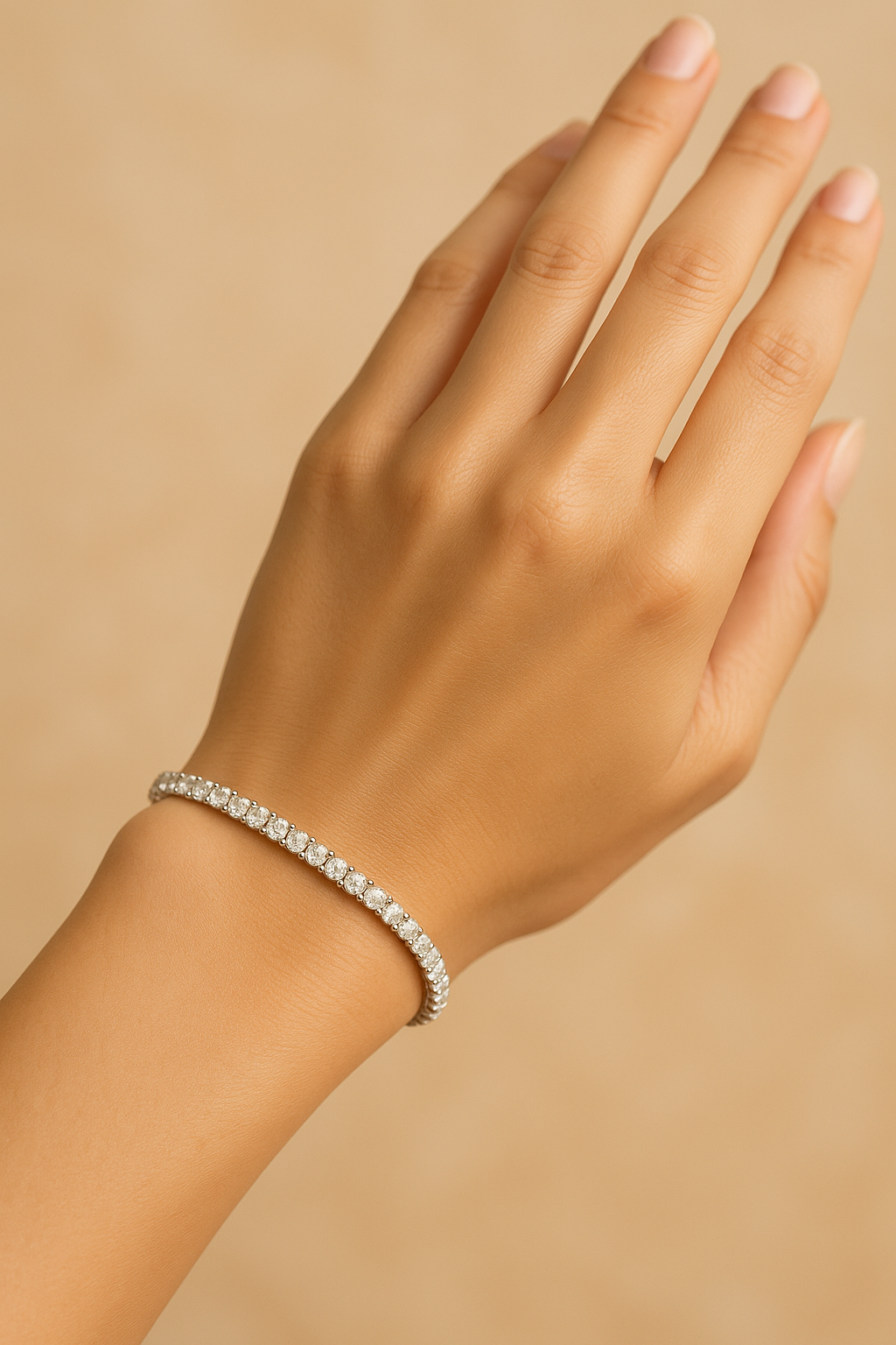 QOB “Fine Line” Lab Diamond Tennis Bracelet ~5.782 carats in Solid 18K Gold