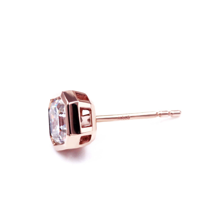 QOB Asscher Glow Lab Diamond Stud Earrings | 2.50 ct | 18K Rose Gold