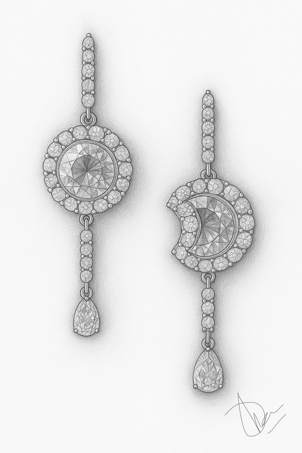 Sun & Moon Citrine & Diamond Earrings in 18K Gold | QOB Jewelry