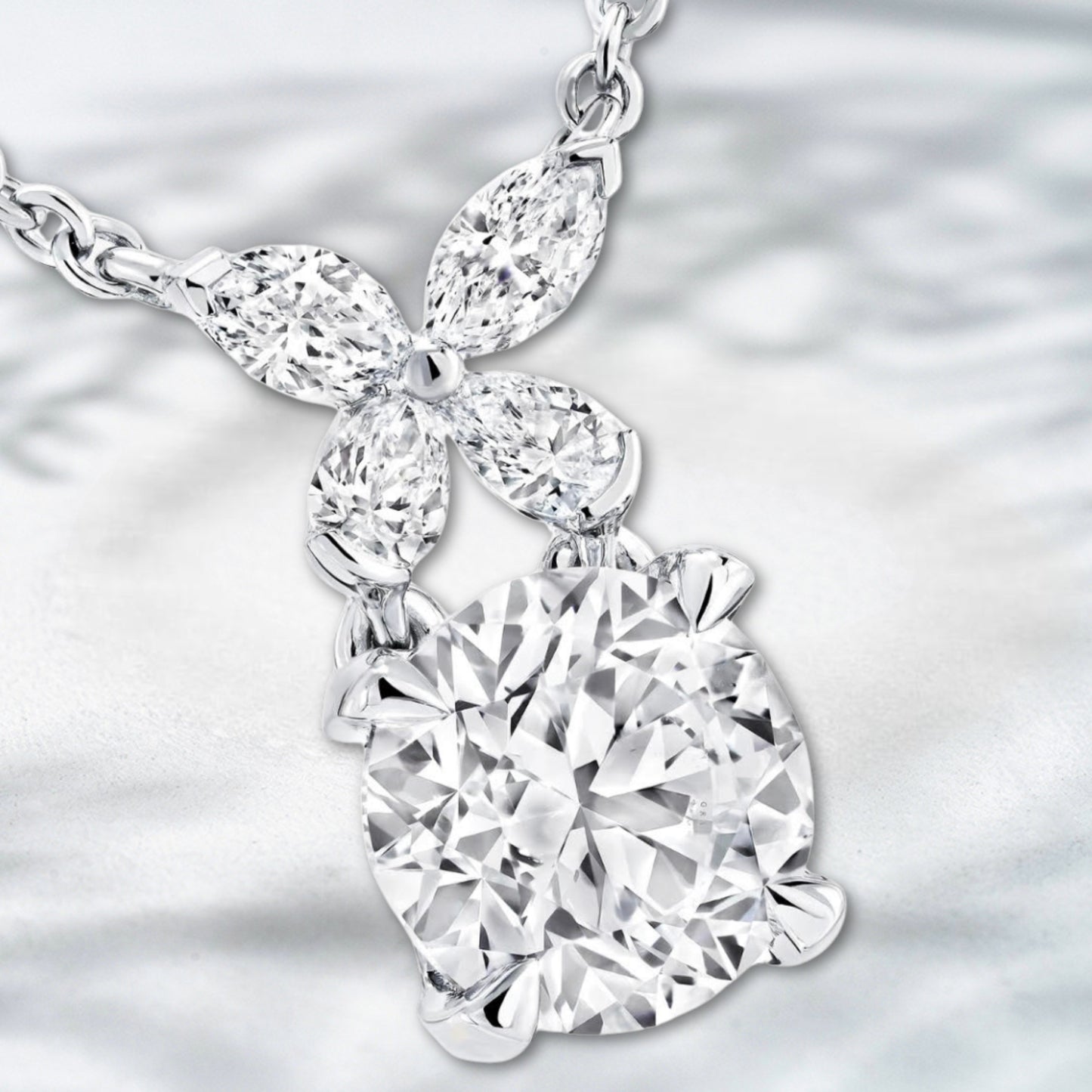 QOB Fleur Drop Pendant | 1.042ct Lab Diamond in Platinum Pt950