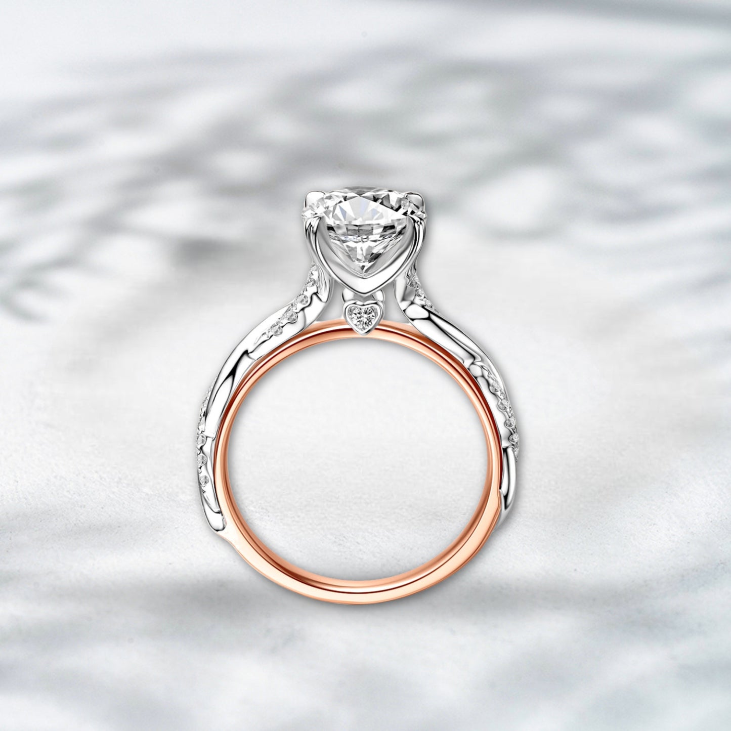 QOB Elysian Vow – 2.35ct Round Lab Diamond Engagement Ring in 18K Rose & White Gold