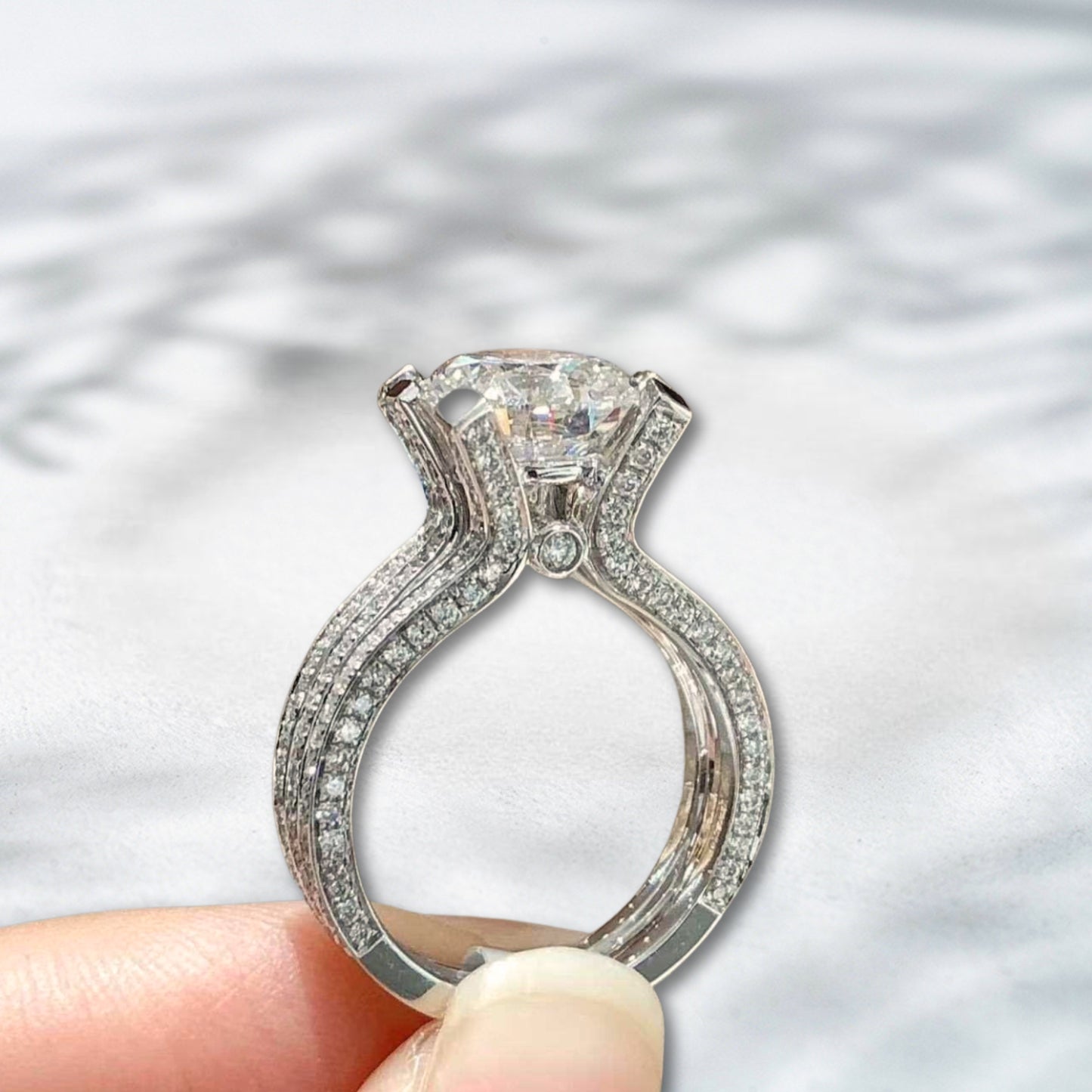 QOB Throne Set – 5ct Lab Diamond Pavé Band Ring in 18K Gold & Platinum