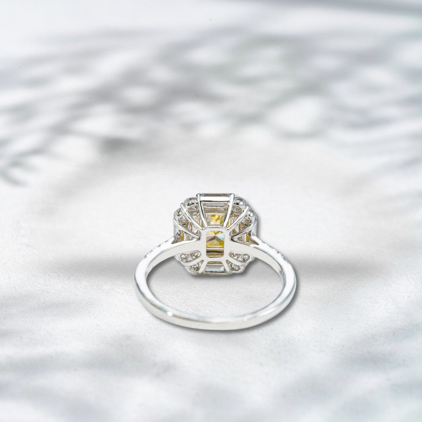 QOB Sole Blaze – Yellow Lab Diamond Halo Ring 1.95ct in 18K White Gold