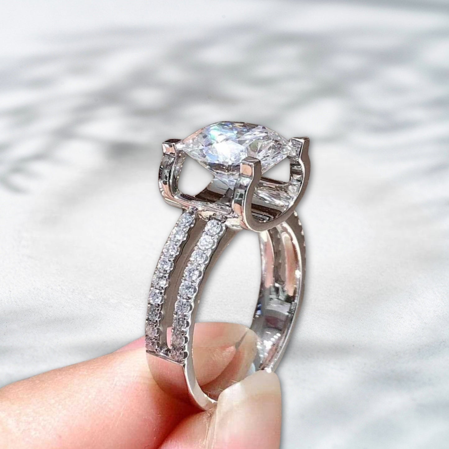 QOB Double Band Lab Diamond Solitaire | 3.01ct in 18K Gold