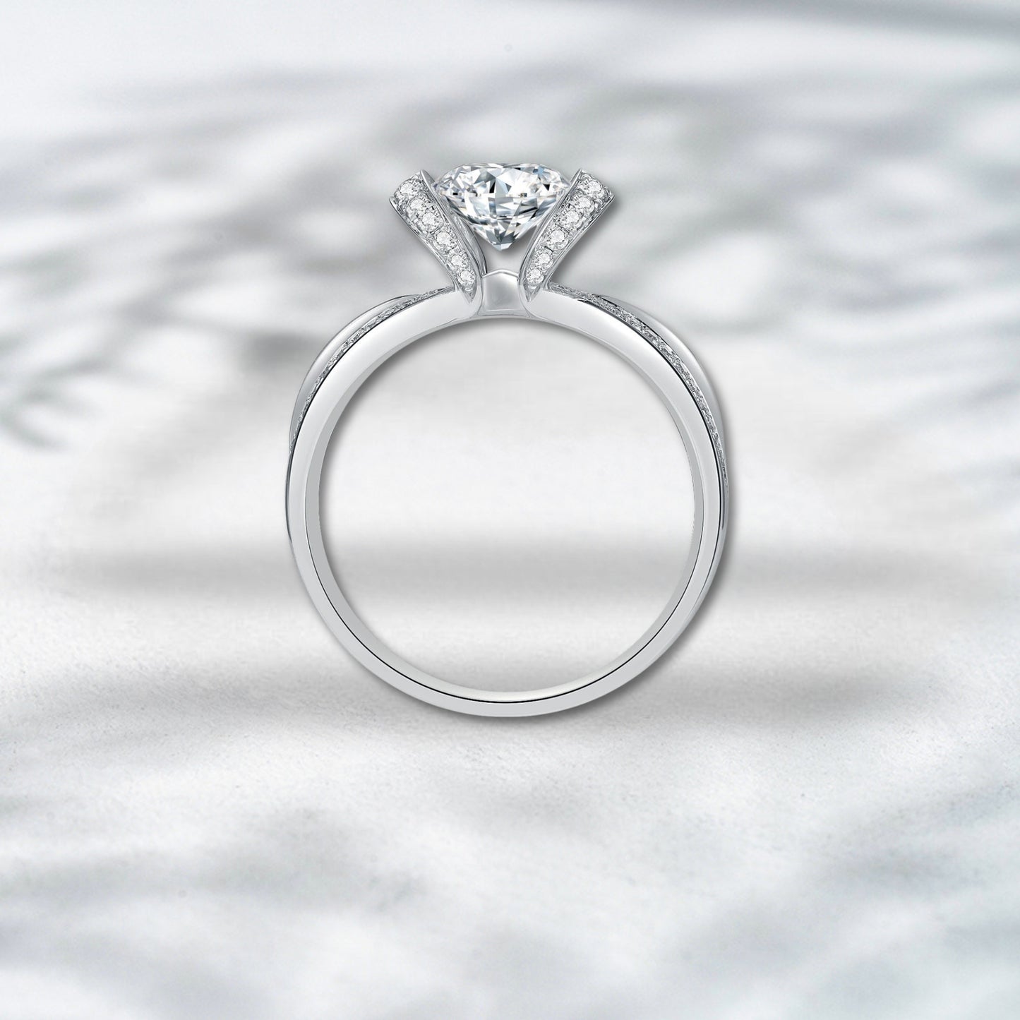 QOB Vanguard Crest – 6.3ct Platinum Lab Diamond Ring with Tapered Side Stones