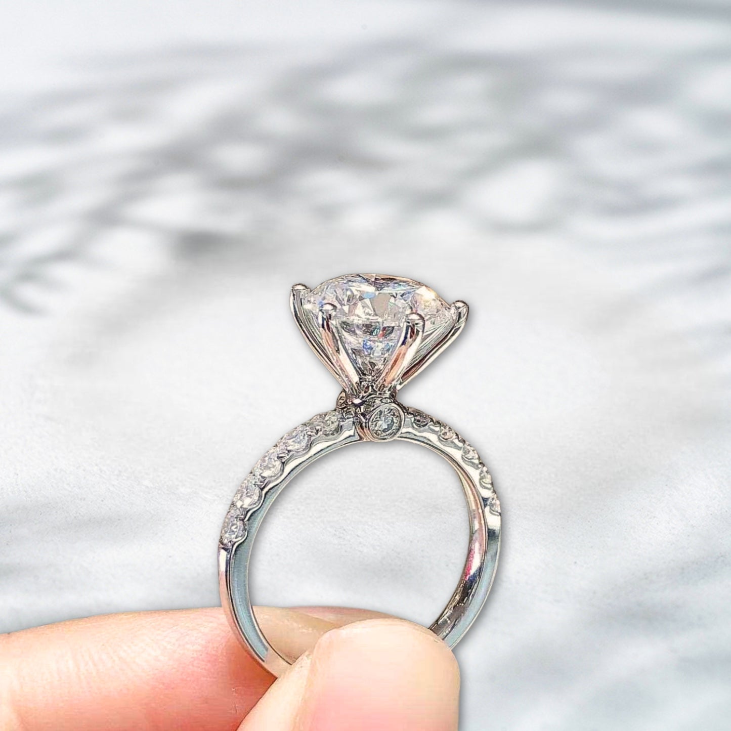 QOB Whisper Bloom – 3ct Solitaire Lab Diamond Ring in Platinum & 18K Gold