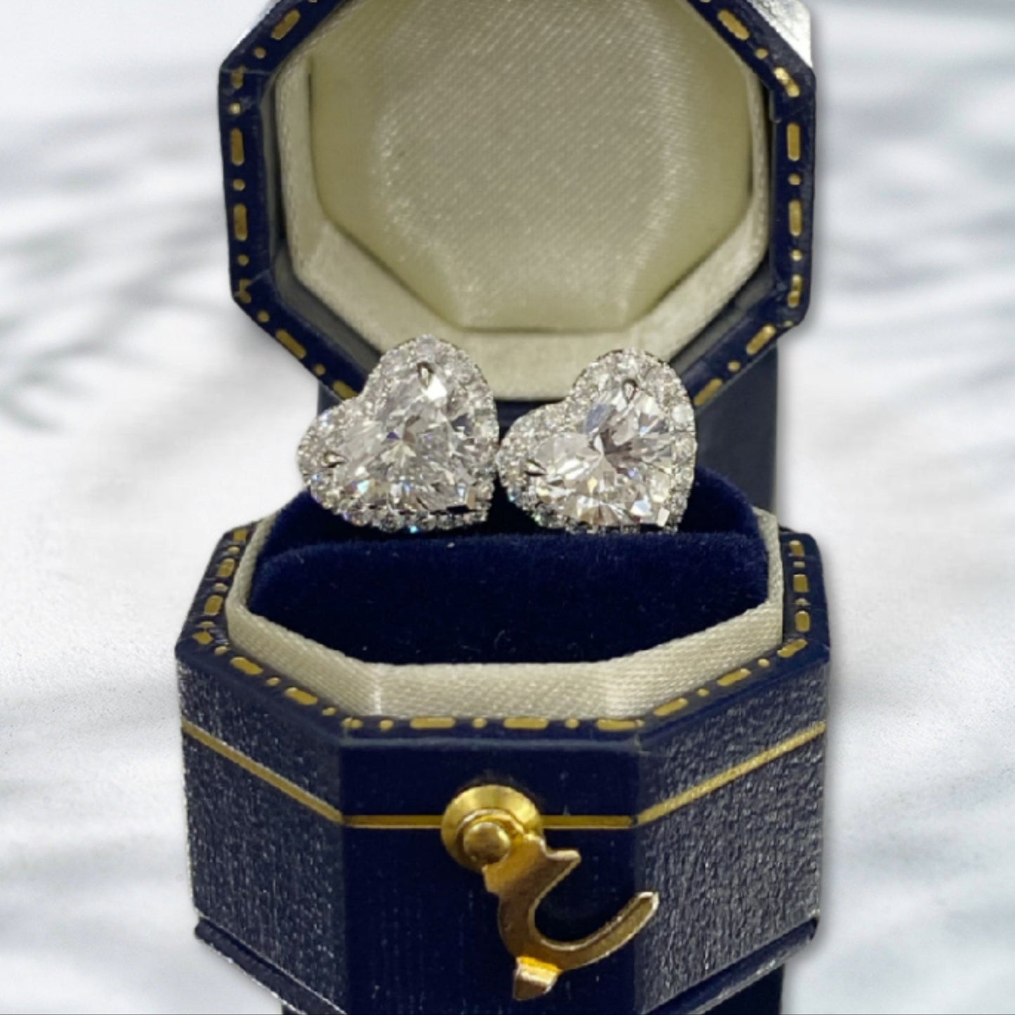 QOB Heart Glow Lab Diamond Heart Stud Earrings | 2.426 ct | 18K White Gold