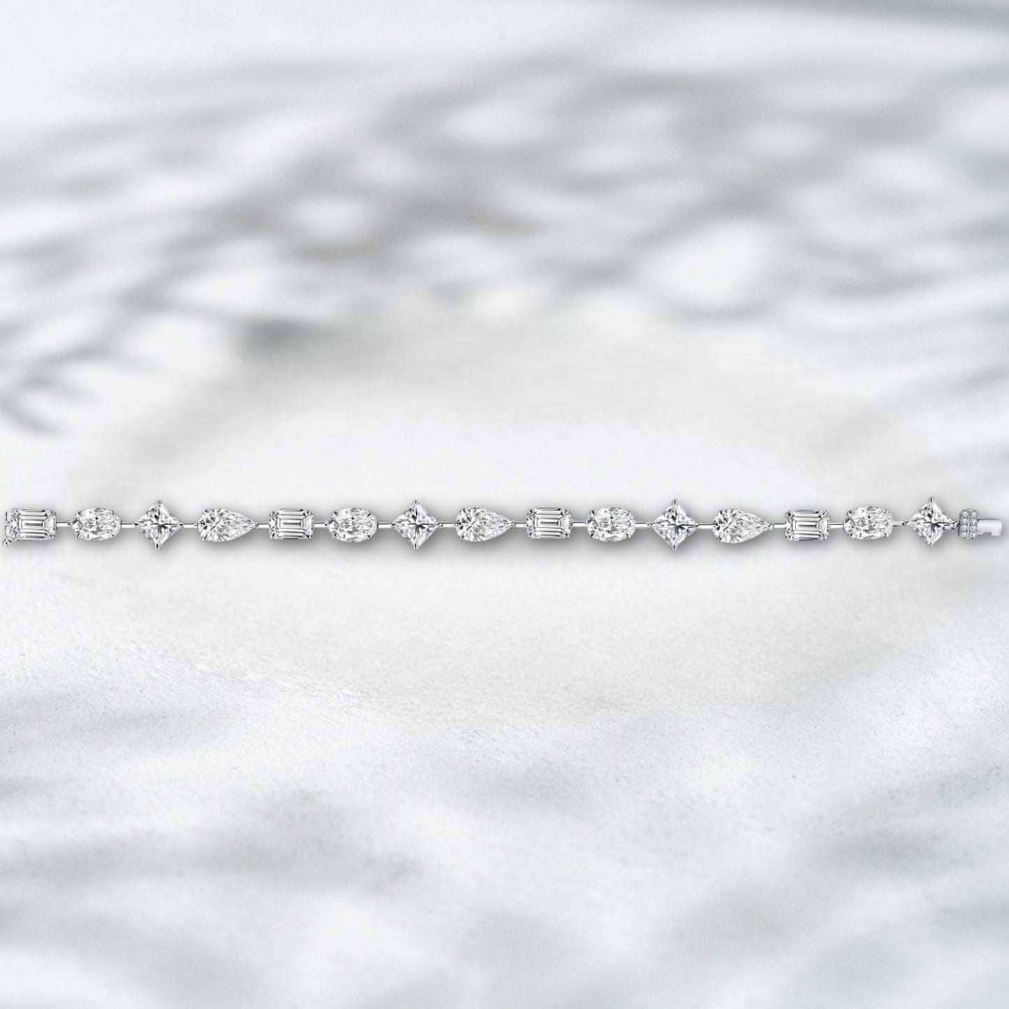 QOB Starlit Medley – 10.55ct Mixed-Cut Lab Diamond Bracelet in 18K White Gold
