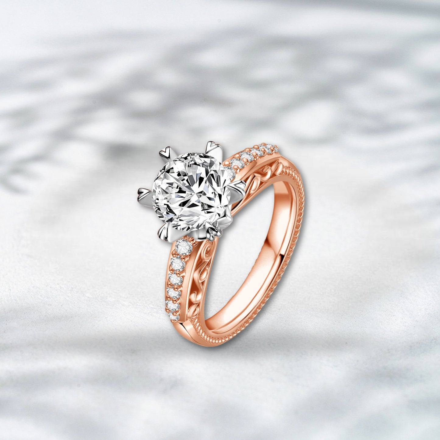 QOB Crown Reverie – 3.71ct Lab Diamond Engagement Ring in Rose Gold