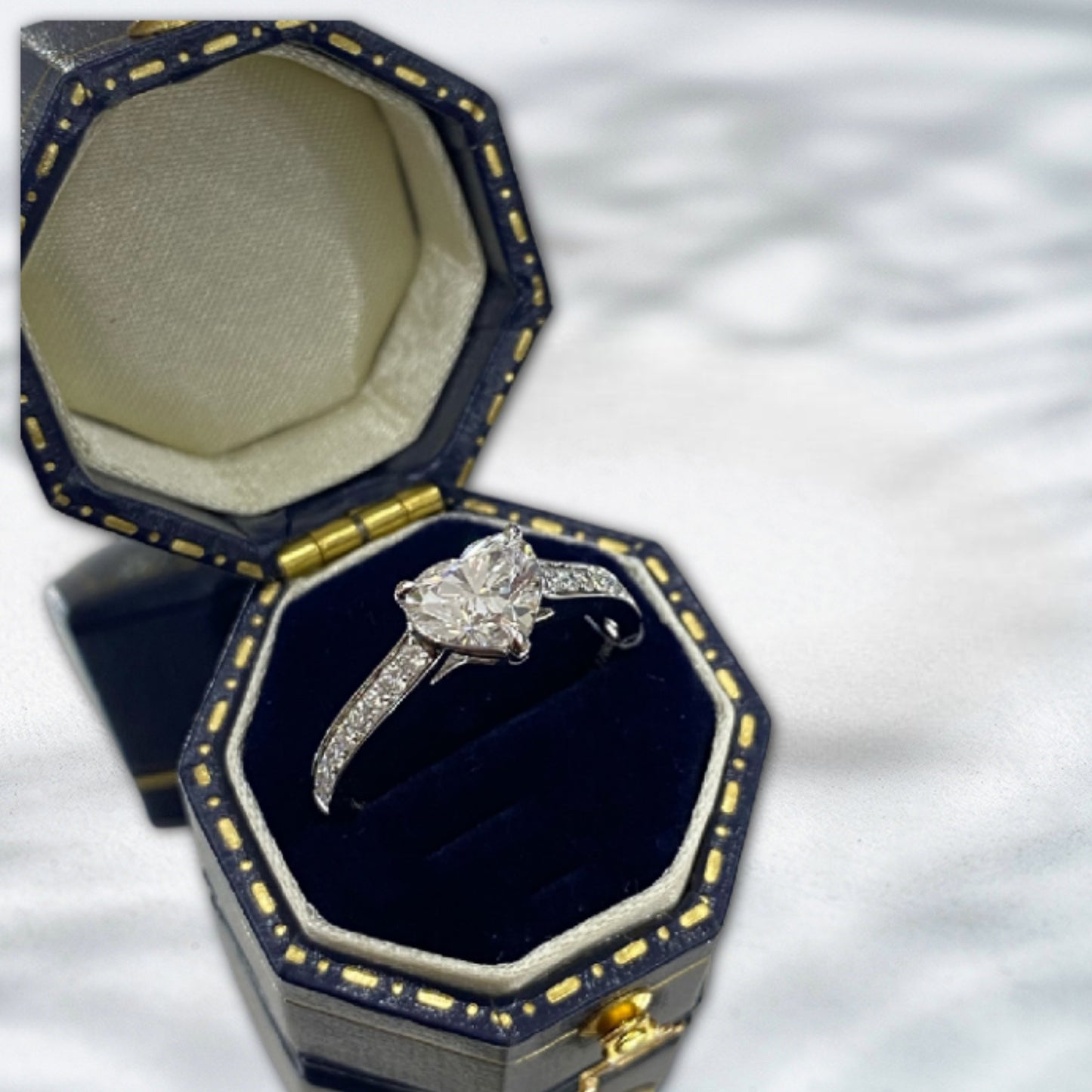 QOB Sweetheart Spark 2.428 ct Heart Cut Lab Diamond Pavé Ring in 18K White Gold