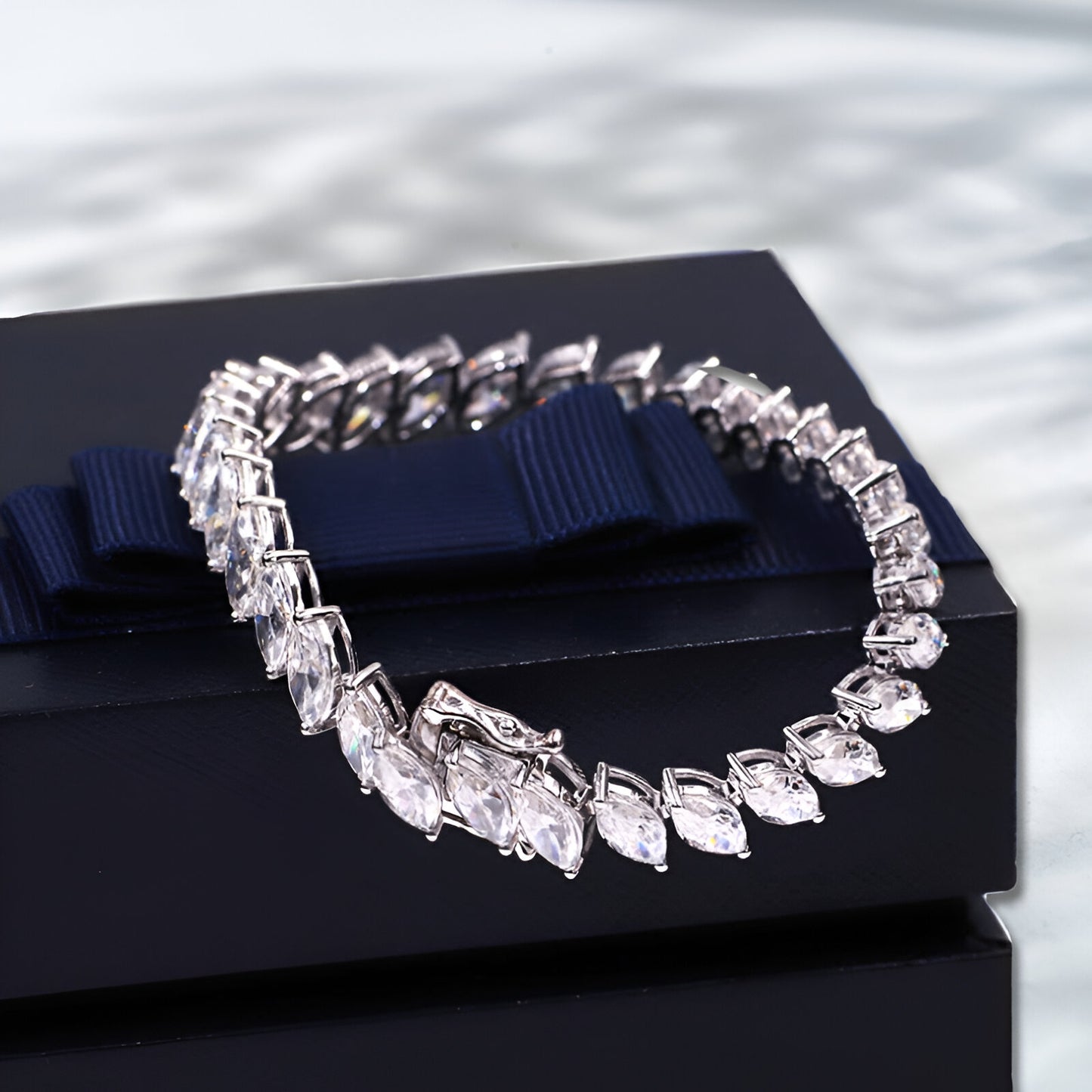 QOB “Marquise Illusion” Lab Diamond Bracelet | 18K Gold | 22.5 ct | Luxury Tennis Bracelet