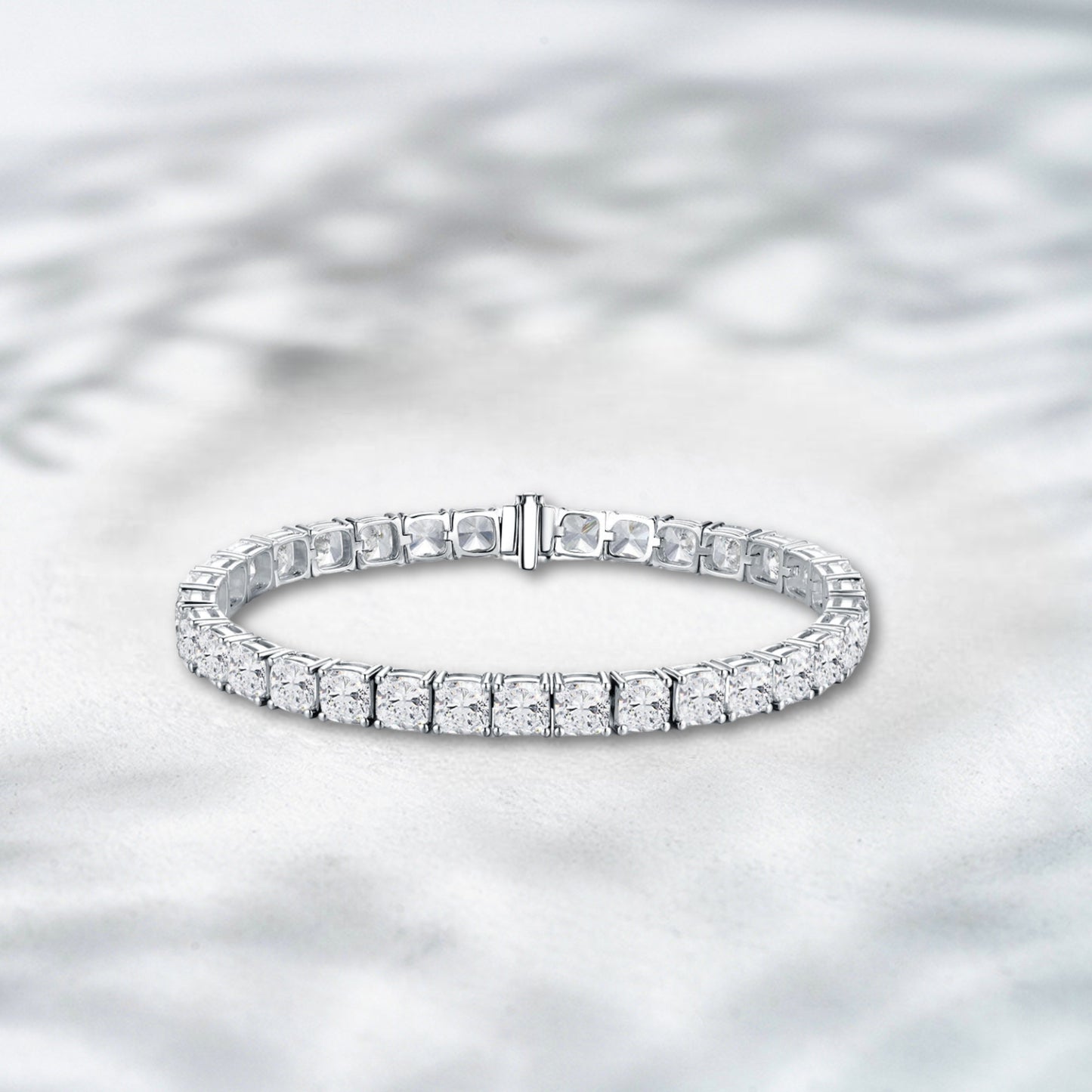 Diamond bracelet on a light gray background