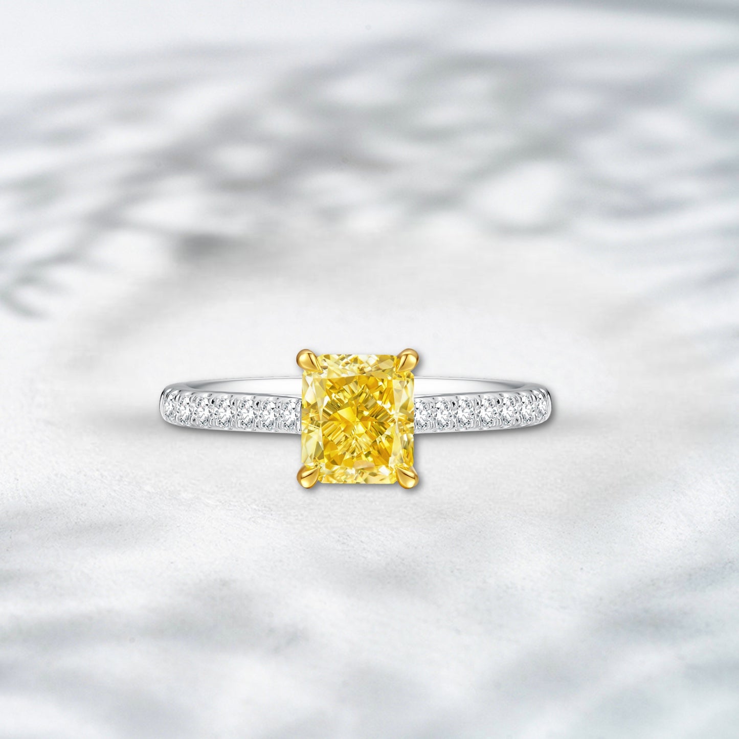 QOB Citrine Ember – 1.23ct Yellow Radiant Lab Diamond Ring in 18K Gold