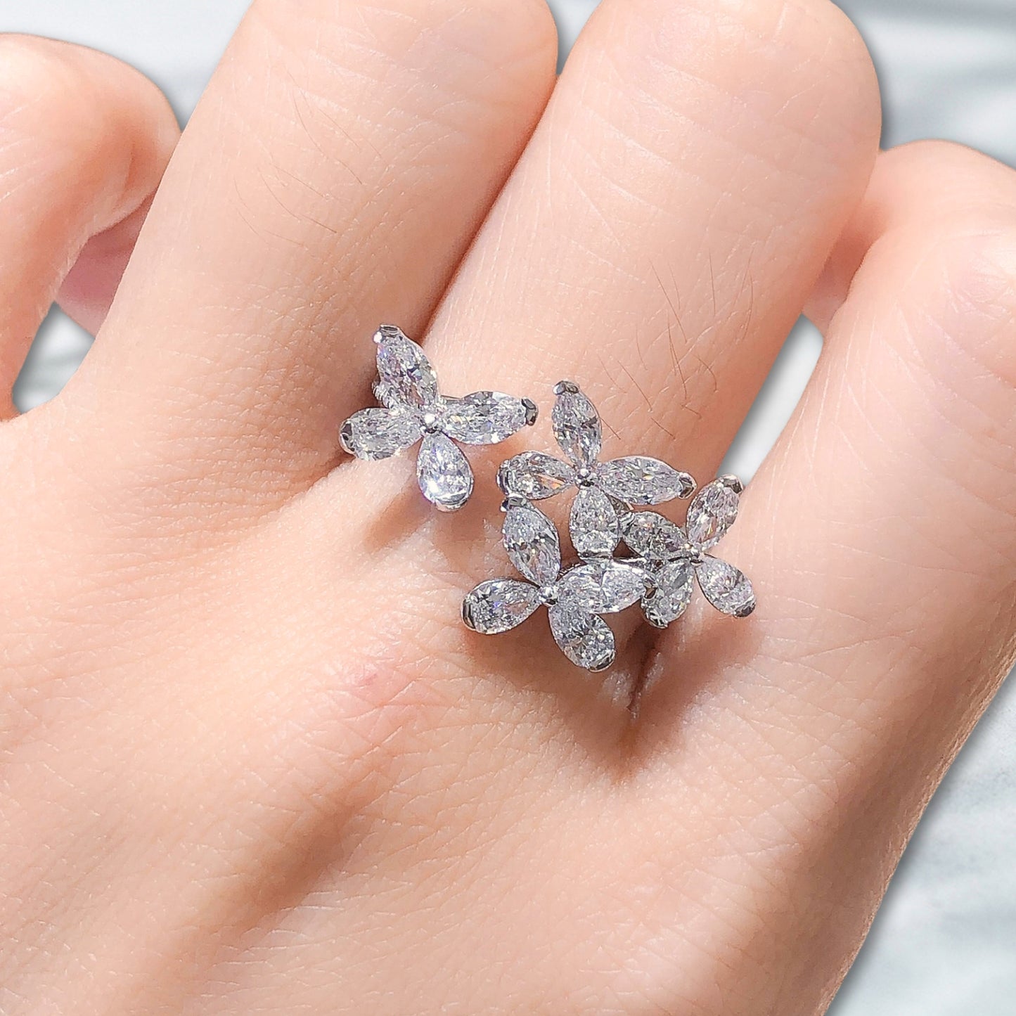 QOB Wings & Bloom – Lab Diamond Open Ring in PT950 Platinum (1.83ct)