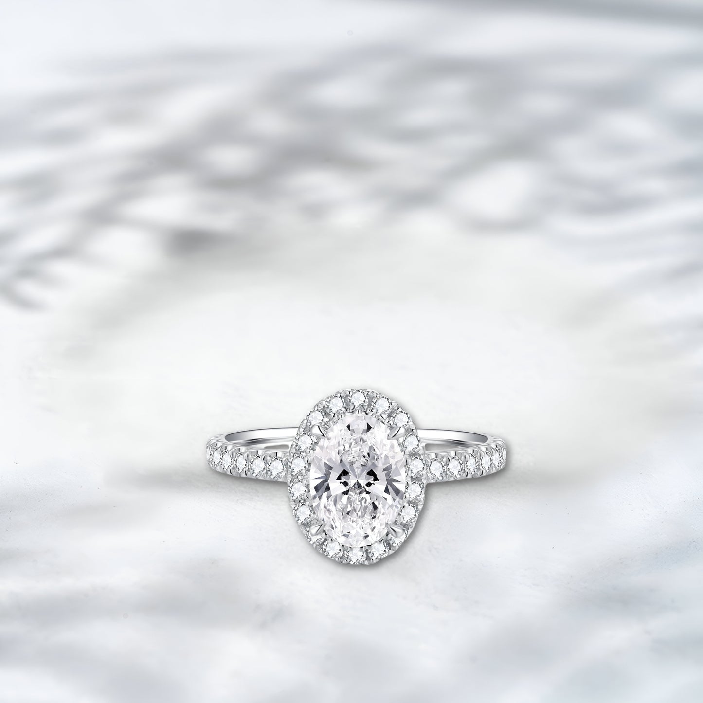 QOB Starlight Halo 3.23 ct Lab Diamond Ring in 18K White Gold
