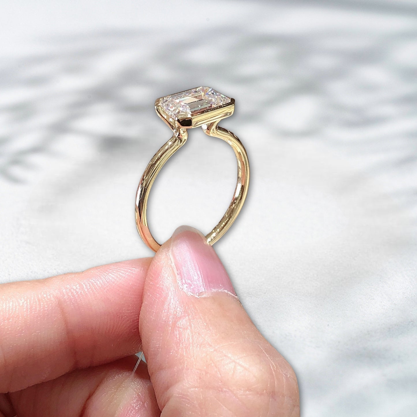 QOB Regalia Edge – 2.03ct Emerald-Cut Lab Diamond Ring in 18K Yellow Gold