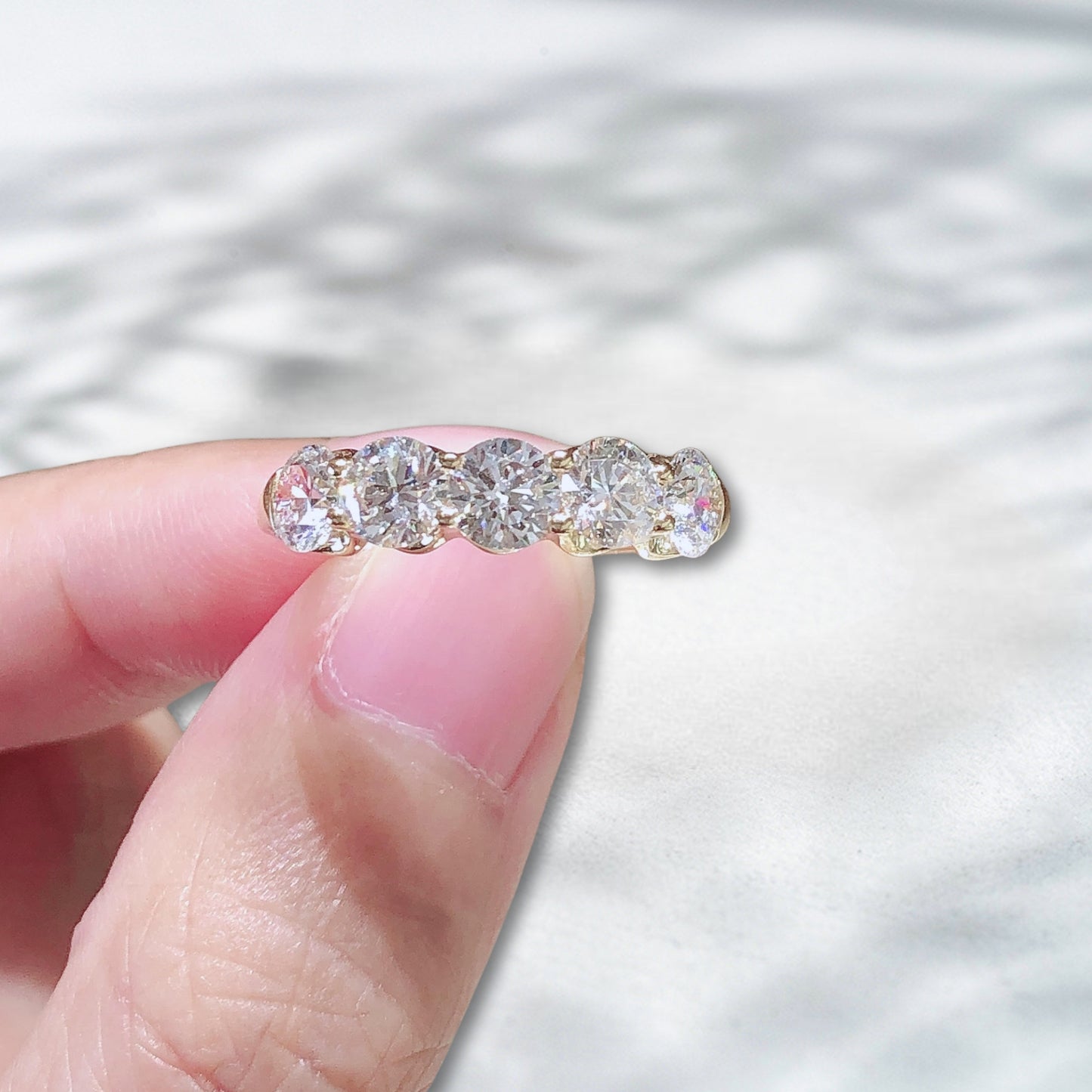 Radiant Row – Five-Stone natural Diamond Band 1.644ct in 18K Yellow Gold