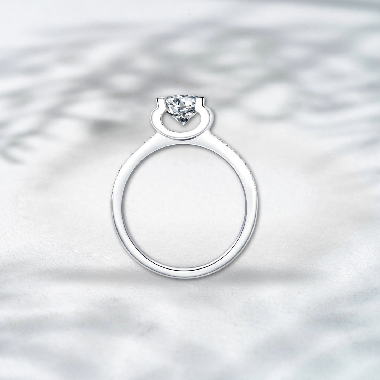 QOB Crescent Solitaire Ring – 1.26ct Lab Diamond in 18K White Gold