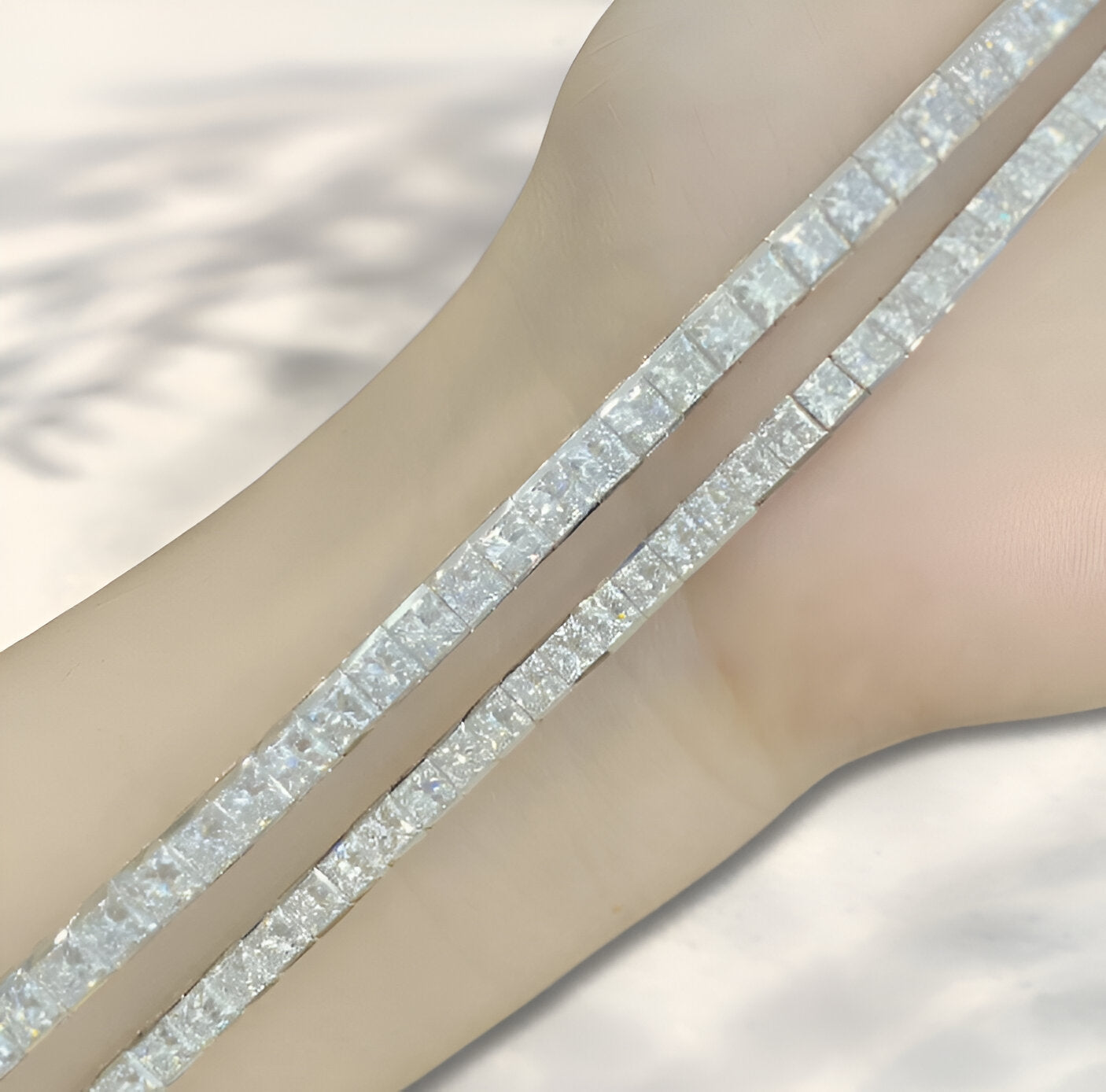 QOB “Crowned Ice” Lab Diamond Tennis Bracelet 13.906 carat in 18k Solid Gold