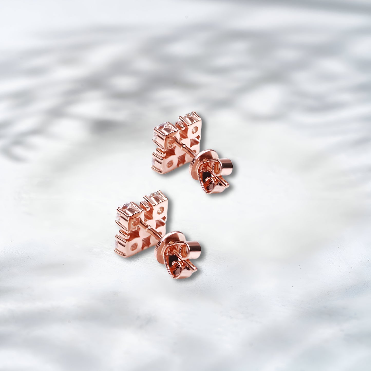 QOB Diamond Cluster Square Earrings | 2ctw Lab-Grown Diamonds | 18K Rose Gold Studs