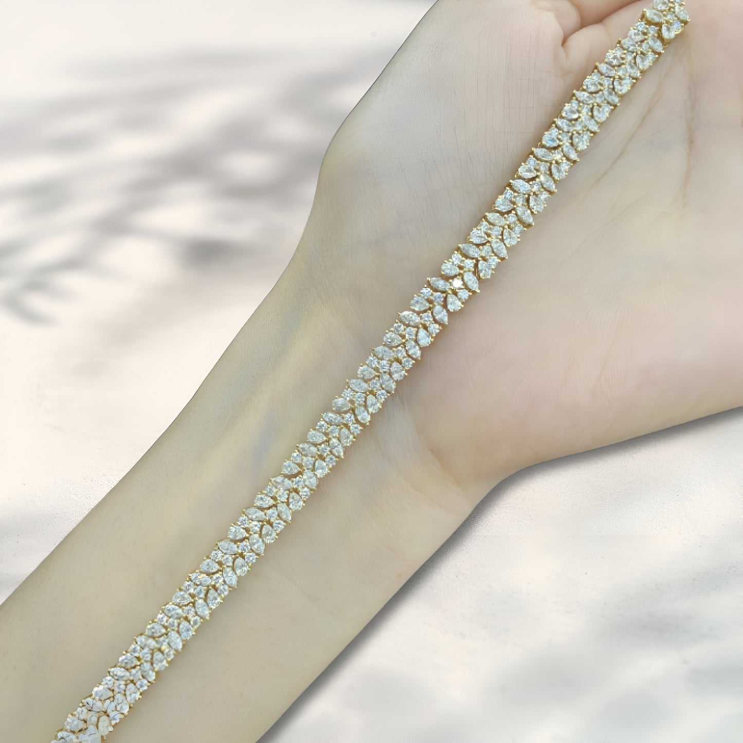 QOB “Golden Ivy” Lab Diamond Bracelet 7.113 carats in Solid 18K Yellow Gold