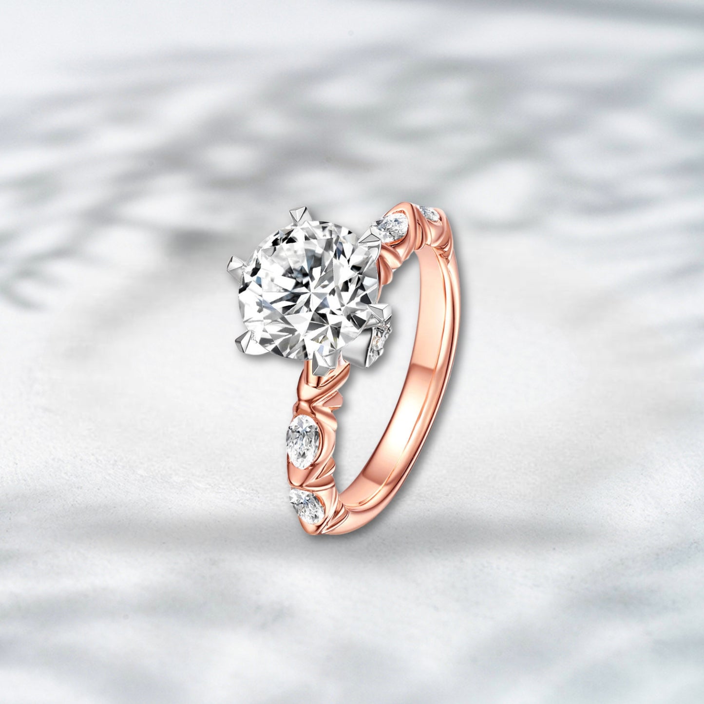 QOB Rose Rapture | 3.80ct Lab Diamond Engagement Ring in 18K Rose Gold