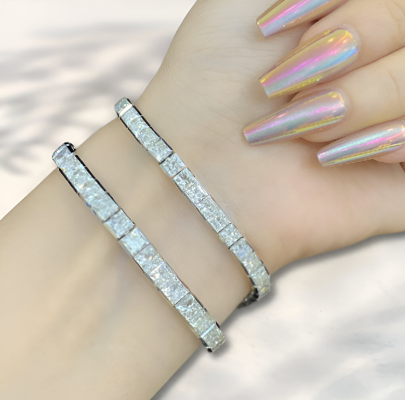 QOB “Crowned Ice” Lab Diamond Tennis Bracelet 13.906 carat in 18k Solid Gold
