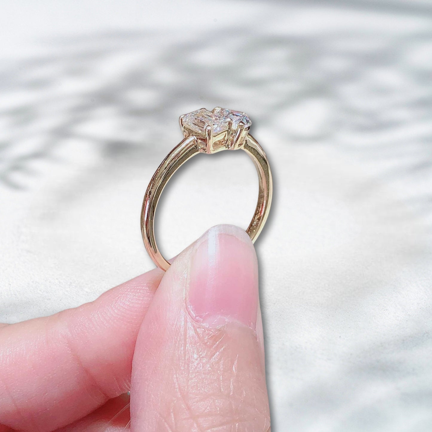 QOB Golden Duo Ring | 1.08ct Pear & Emerald Lab Diamonds in 18K Gold