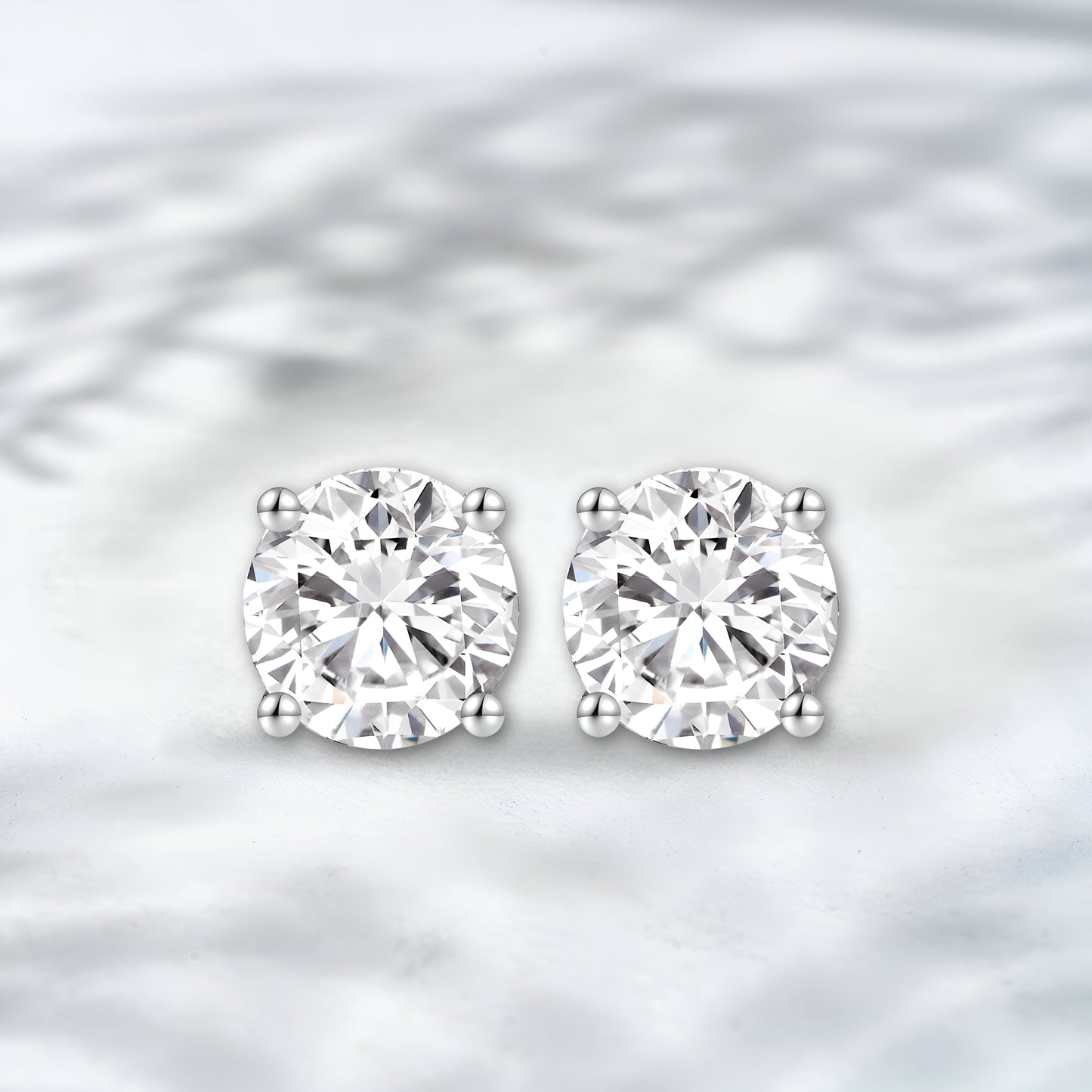 QOB Eternal Spark Lab Diamond Stud Earrings — 2.00 ct Each | 18K White Gold | 4.00 ct