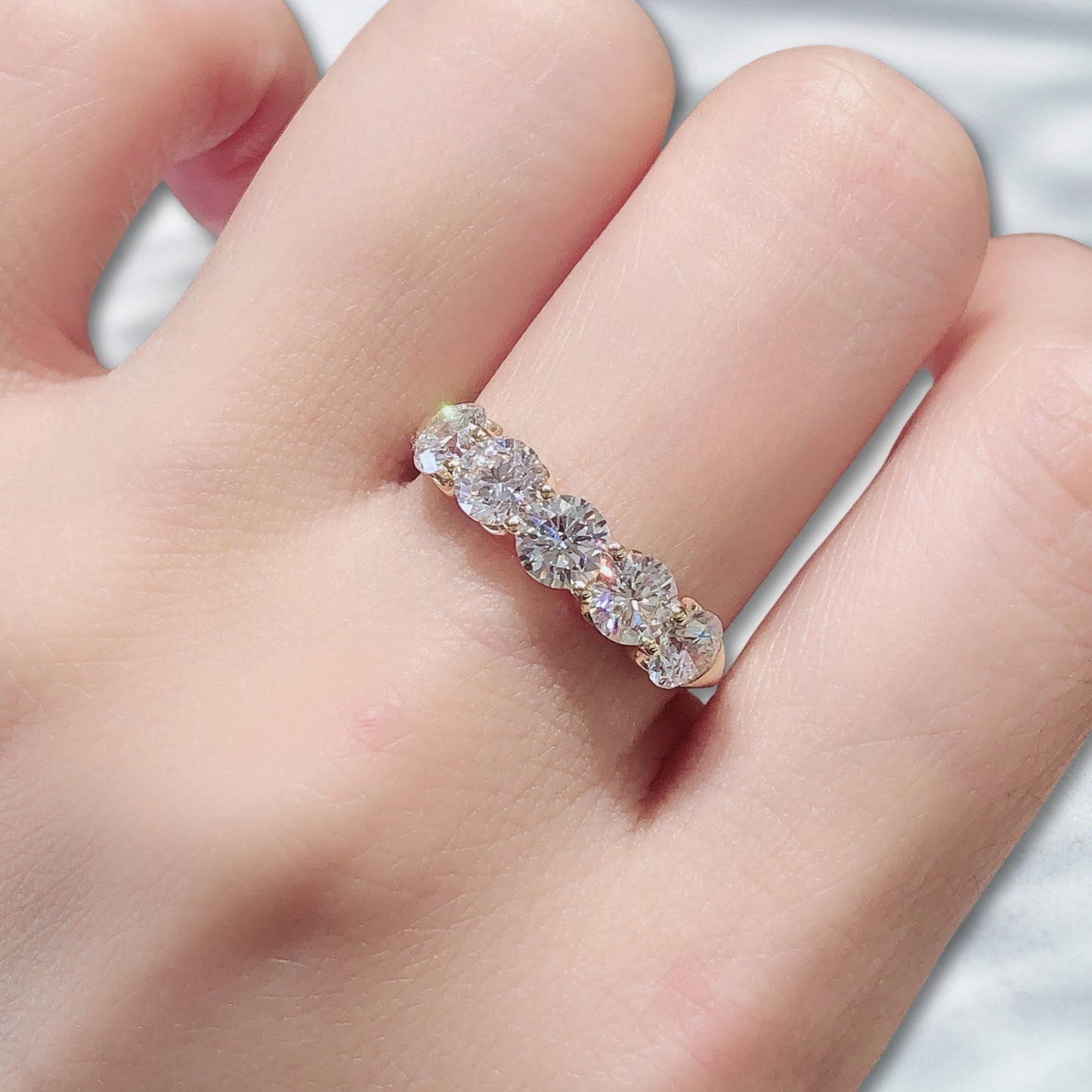 Radiant Row – Five-Stone natural Diamond Band 1.644ct in 18K Yellow Gold