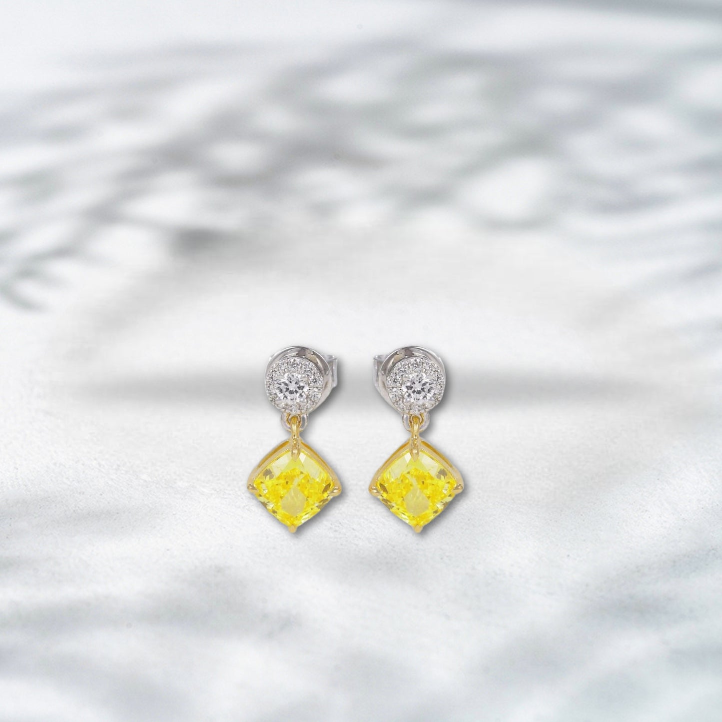 QOB Goldie Muse Yellow Lab Diamond Drop Earrings | 1.18 ct Total | 18k Yellow Gold