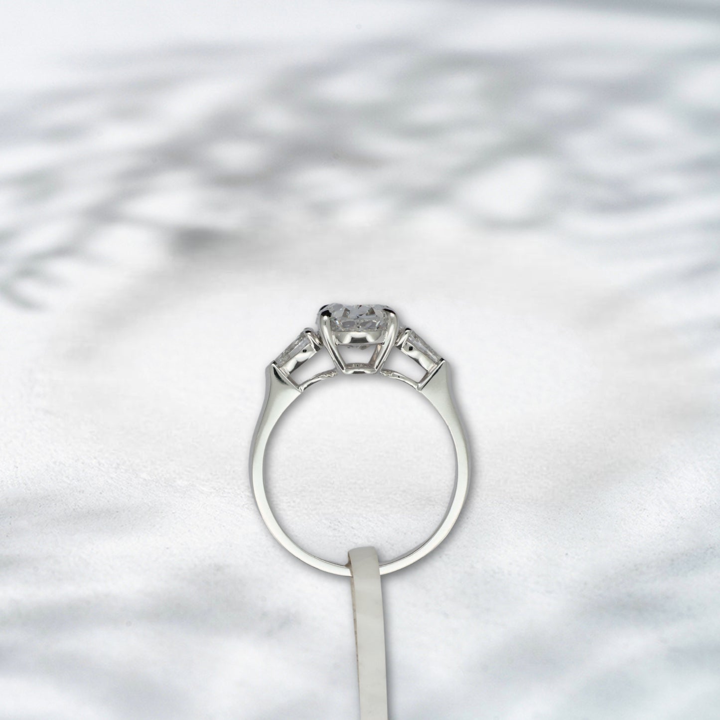 QOB Heirloom Radiance – 5ct Emerald Cut Lab Diamond Three-Stone Ring in 18K Gold