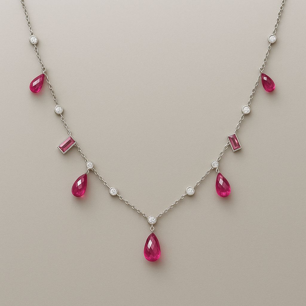 Scarlet Whisper Necklace – Red Gem & Diamond White Gold Necklace | QOB Jewelry