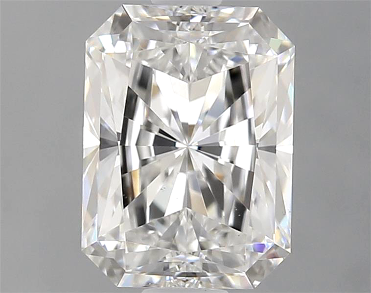 Radiant cut diamond on a gray background