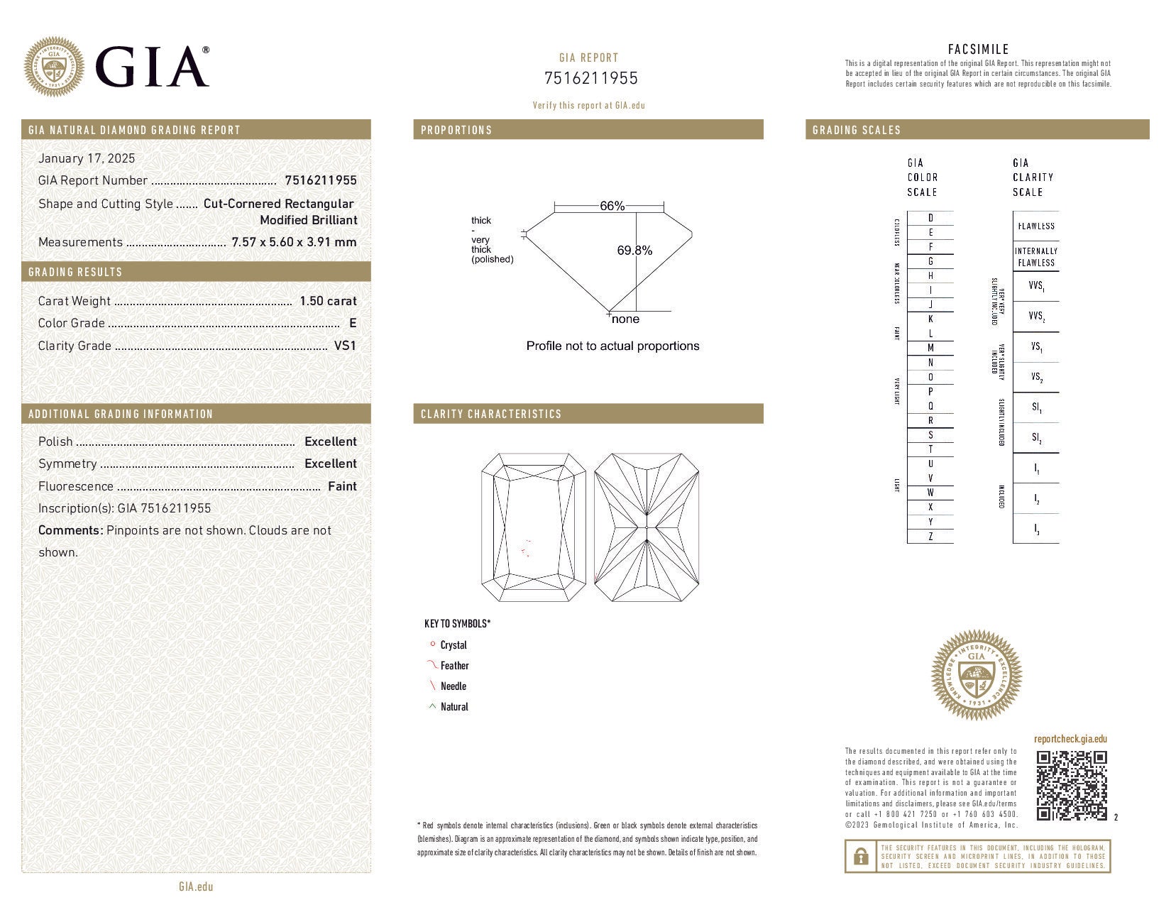 GIA diamond certification card with detailed diamond information.