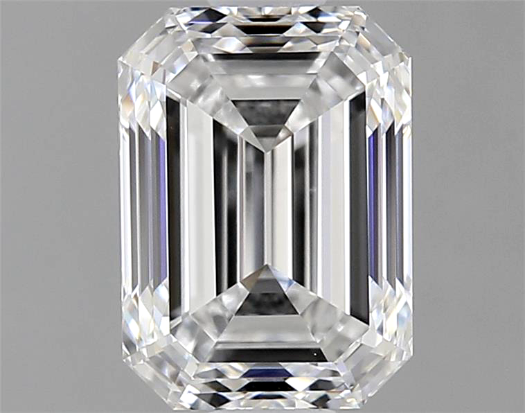 Rectangular cut diamond on a gray background