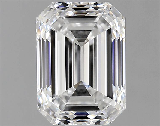 Rectangular cut diamond on a gray background