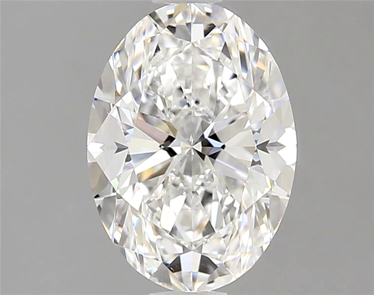 Oval-shaped diamond on a gray background