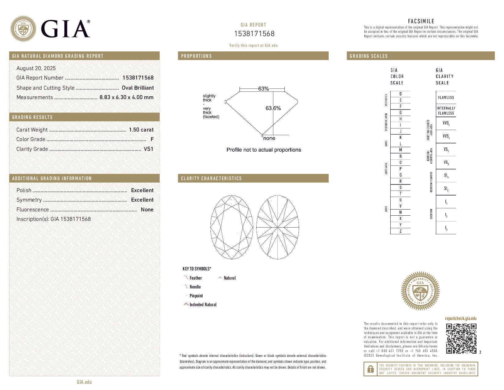GIA diamond report with detailed specifications and grading information.
