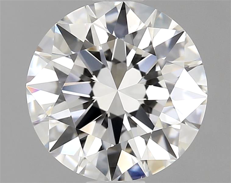 Close-up of a round diamond with a gray background
