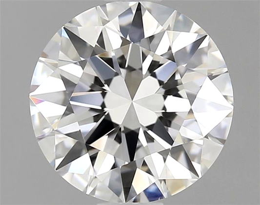 Close-up of a round diamond with a gray background