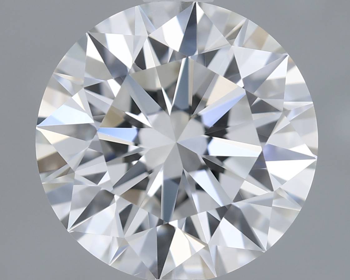 Close-up of a round diamond on a gray background